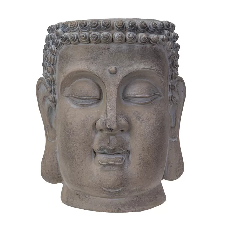 14.75" Zen Buddha Head Resin Planter Pot