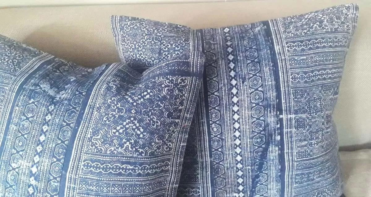 2 Hmong Thai Hemp Embroidered Hobo Boho Cushion Pillow Covers