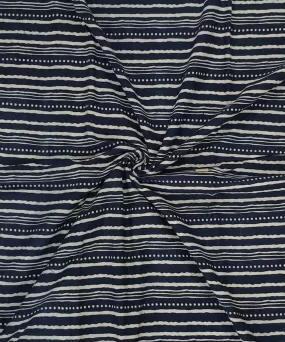 2.5m Blue handblock printed cotton stripes kurta material