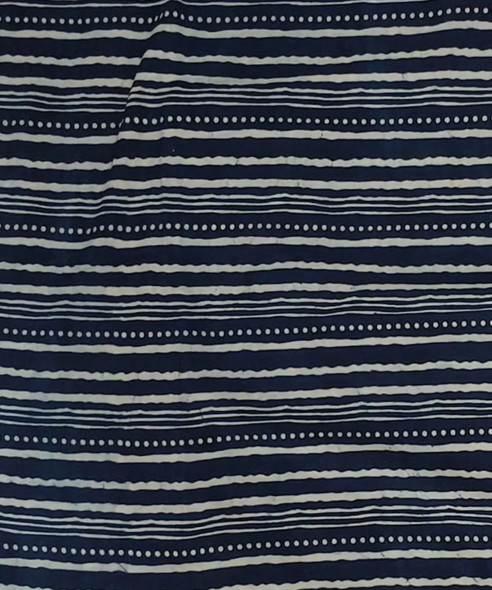 2.5m Blue handblock printed cotton stripes kurta material