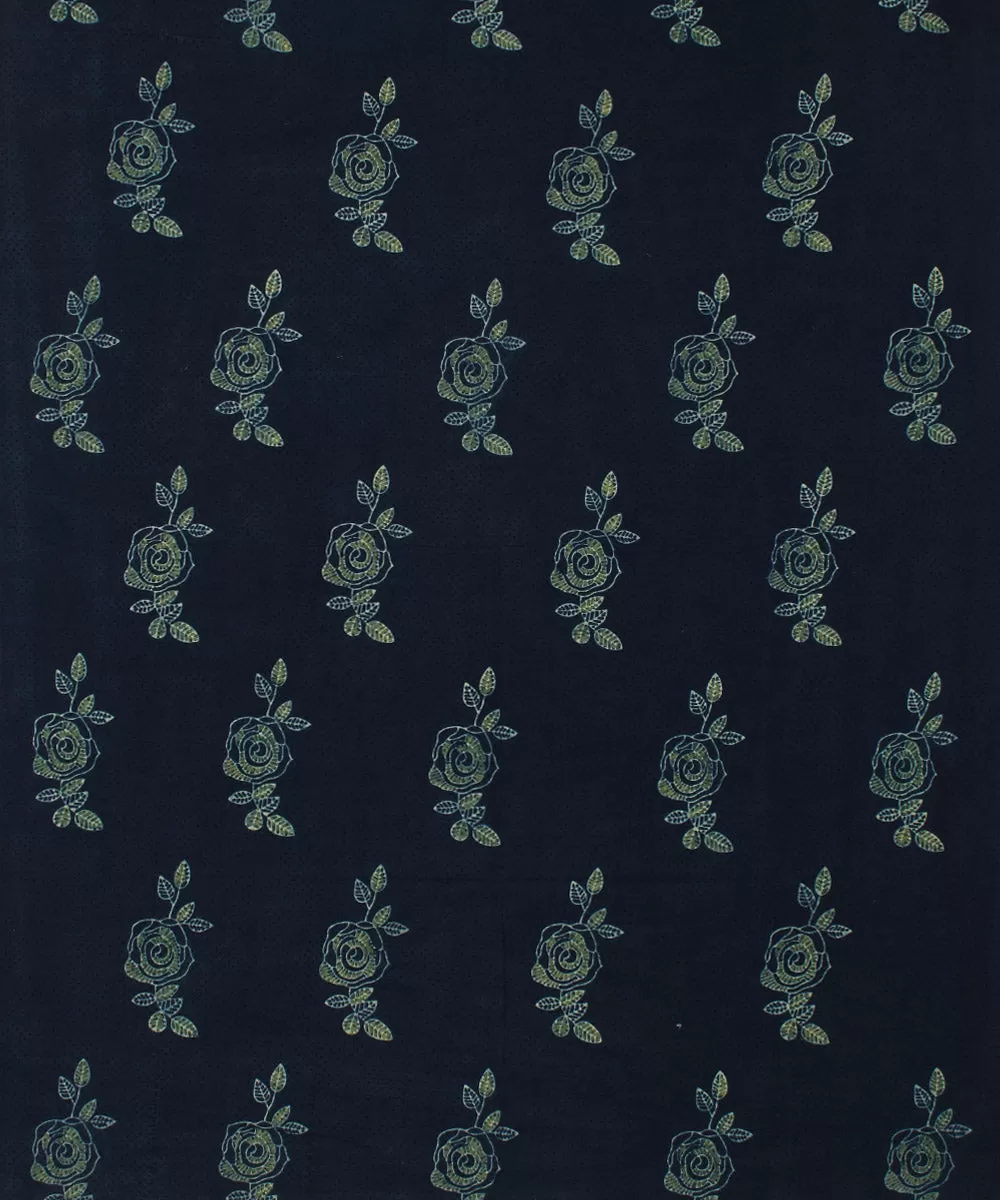 3m indigo green ajrakh hand printed cotton kurta material