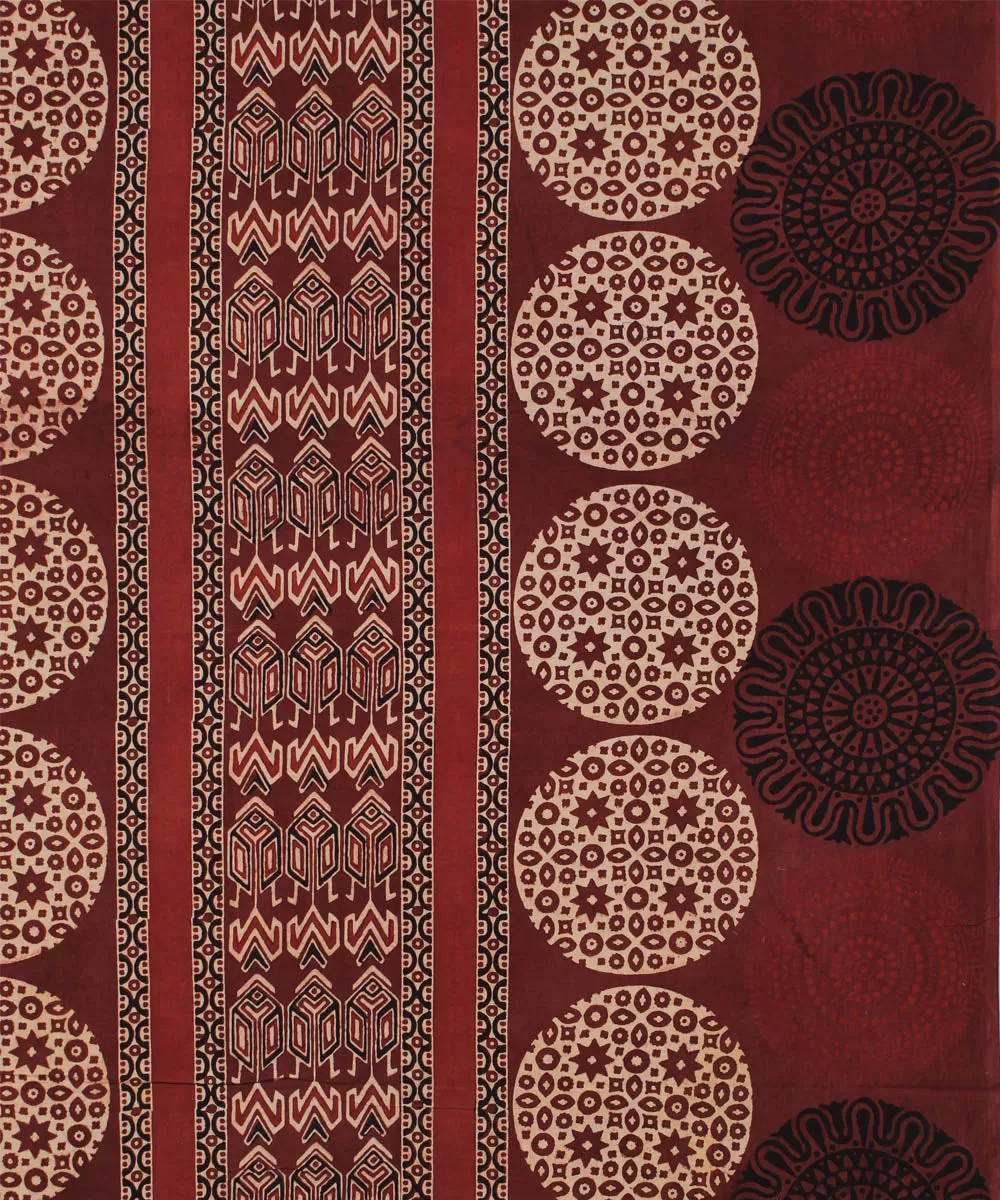 3m maroon cotton ajrakh hand printed kurta material