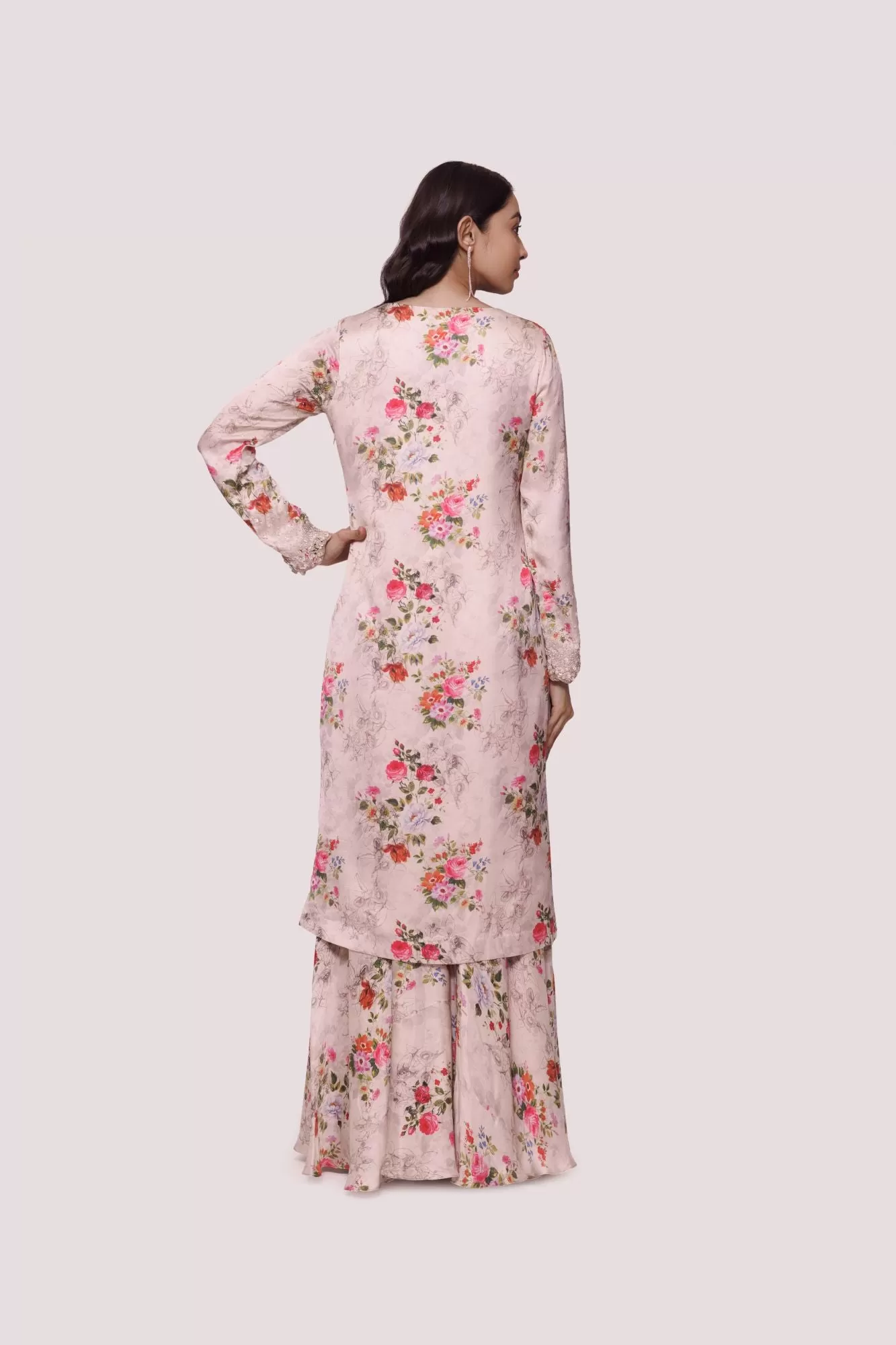 50Z904-RO Peach Floral Embroidered Suit Set