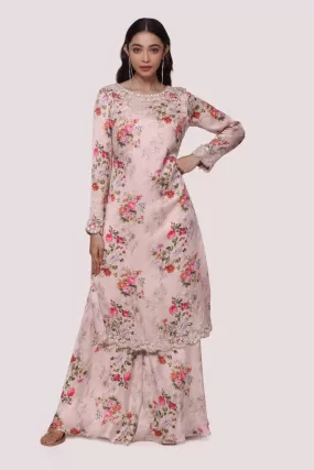 50Z904-RO Peach Floral Embroidered Suit Set