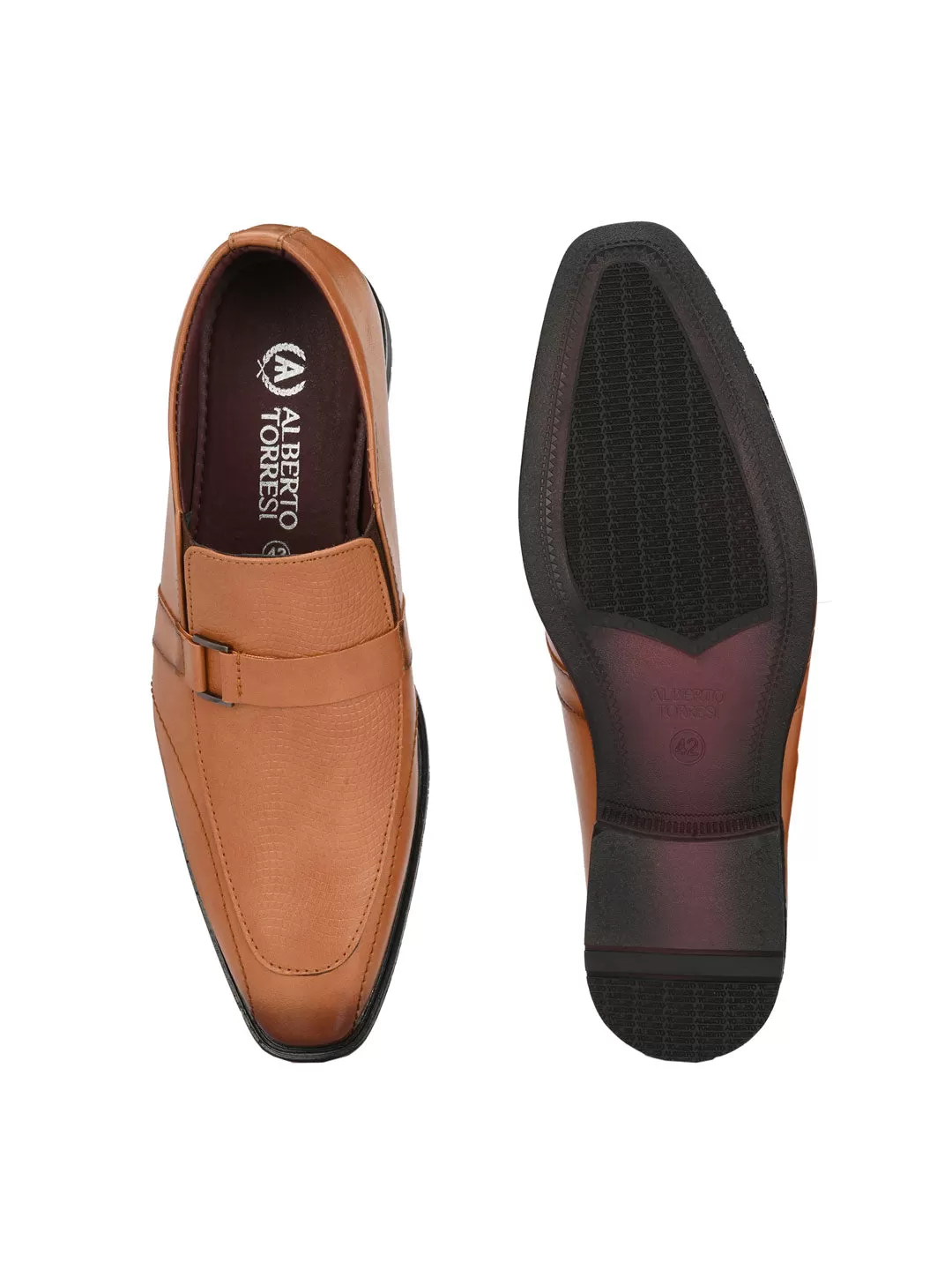 Alberto Torresi Synthetic Tan Slip On Formal Shoes