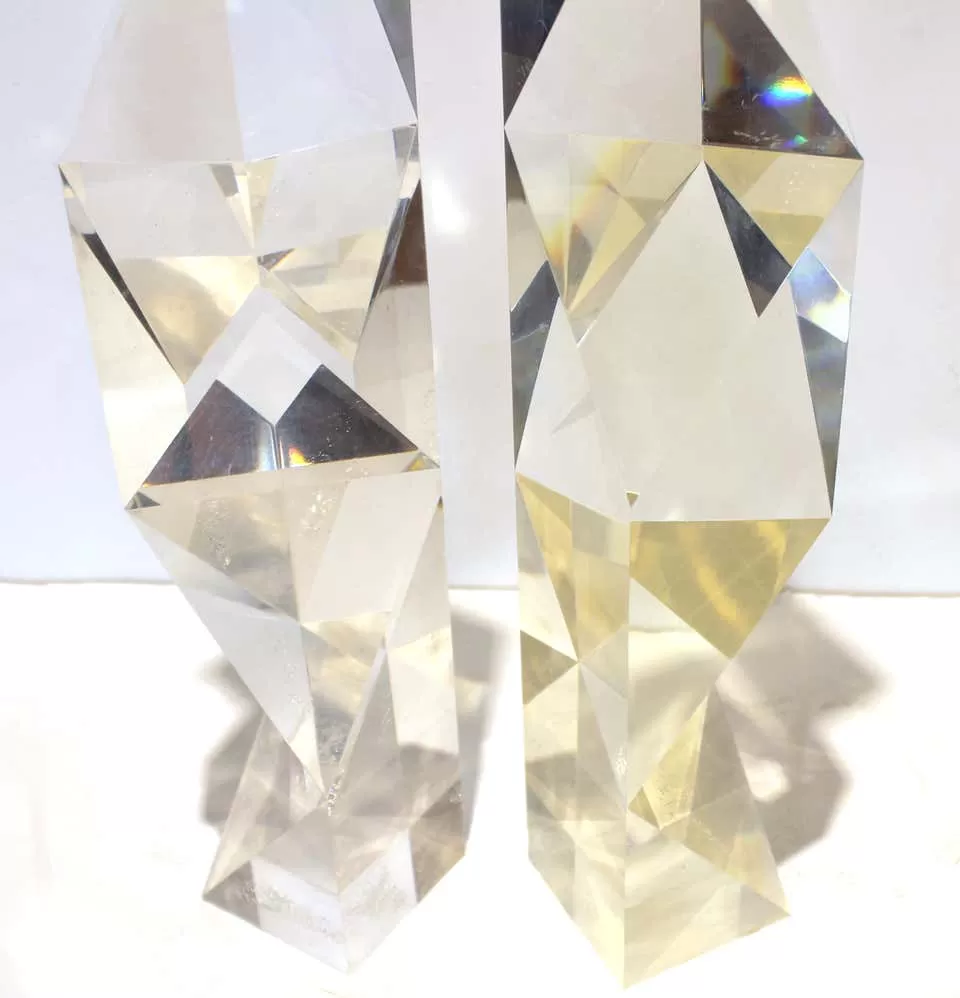 Alessio Tasca Italian Modern Abstract Lucite 'Fusina' Prism Sculptures