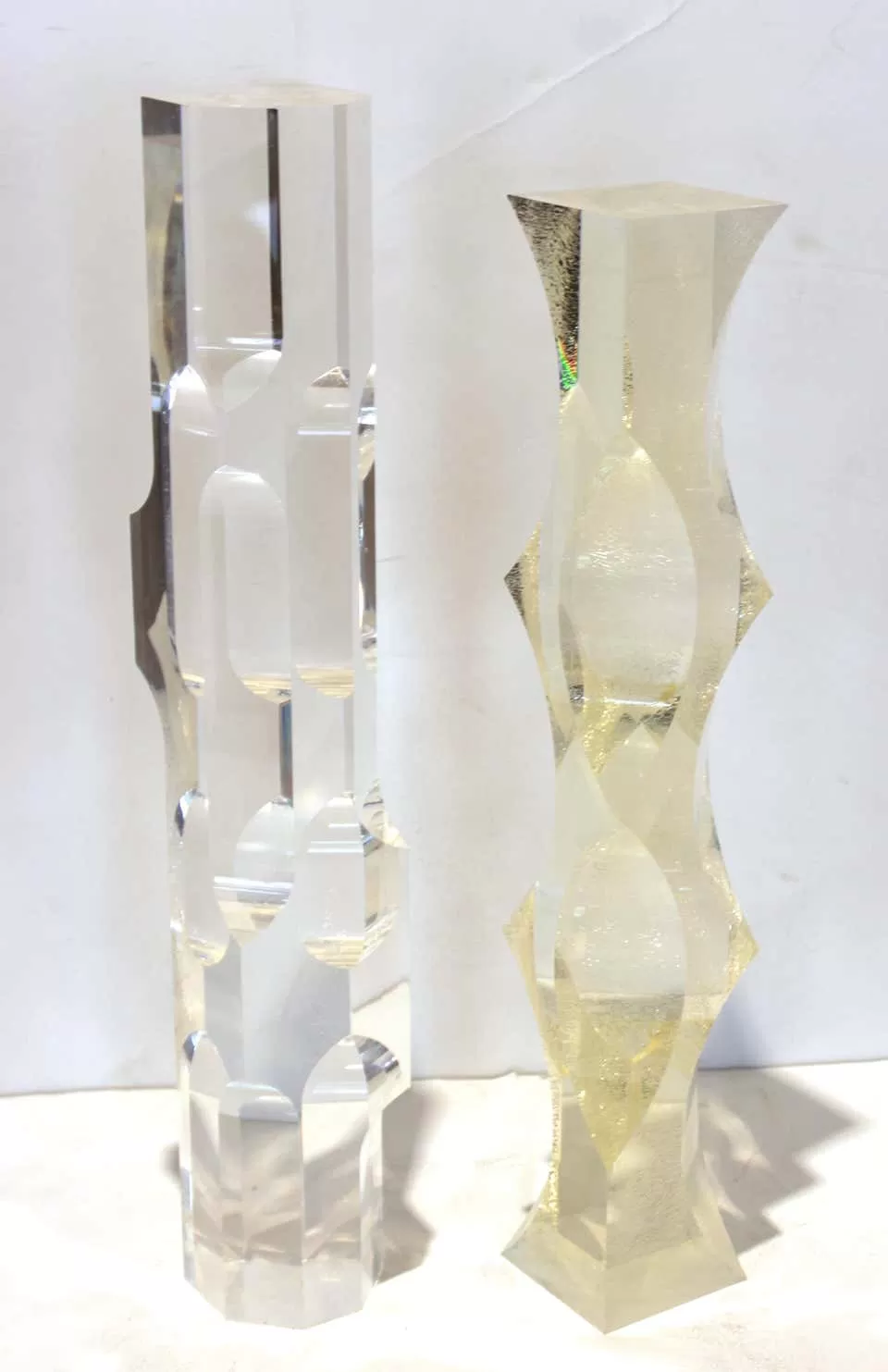 Alessio Tasca Italian Modern Abstract Lucite 'Fusina' Prism Sculptures