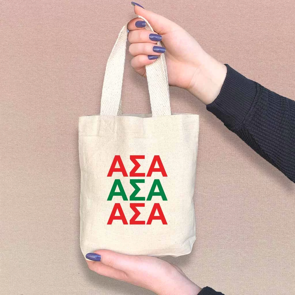 Alpha Sigma Alpha Sorority Greek Letters Mini Tote Gift Bag