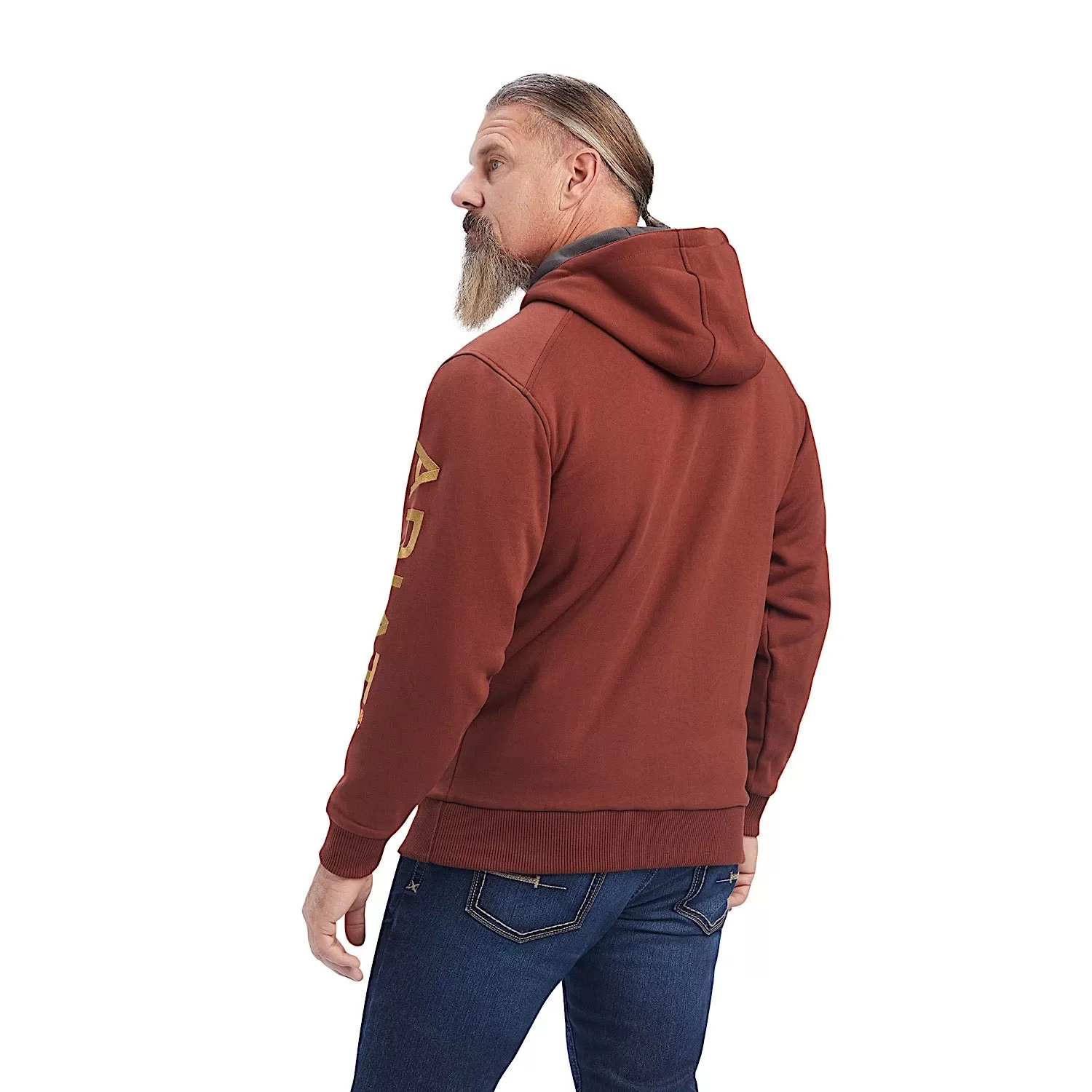 Ariat Mens Rebar All-Weather Full Zip Hoodie Cherry Mahogany