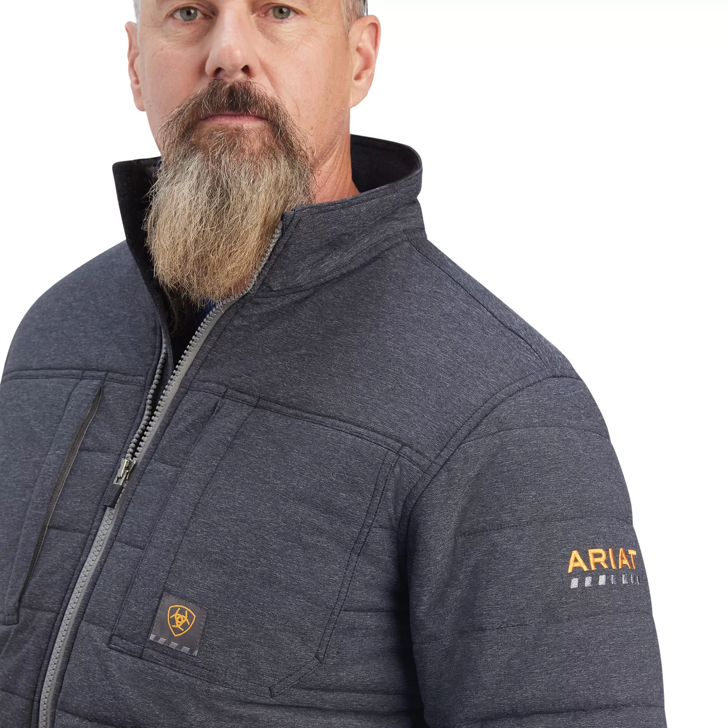 Ariat Mens Rebar Valiant Stretch Canvas Insulated Jacket- Charcoal Heather