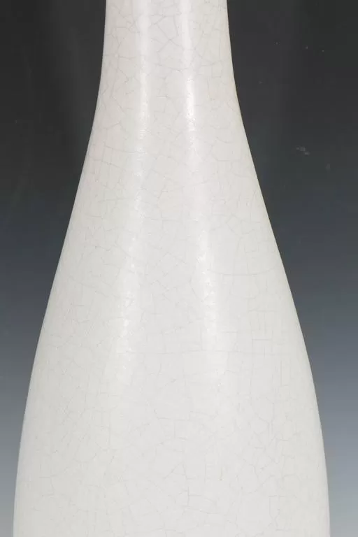 Art Deco Style White Crackle Glaze Vase from France