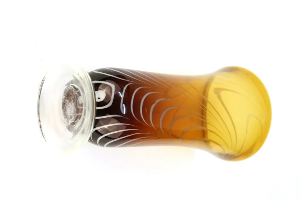 Art Glass Vase in Amber and White