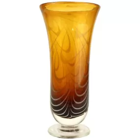 Art Glass Vase in Amber and White