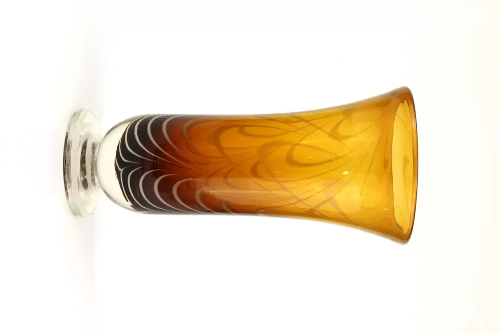 Art Glass Vase in Amber and White