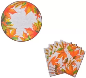 Autumn Harvest Thanksgiving Decorative Paper Plates and Napkin Set Party Accessory