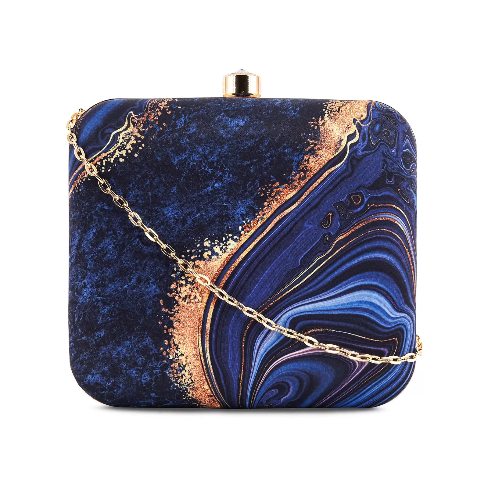 Azzure Quartz Blue Printed Clutch