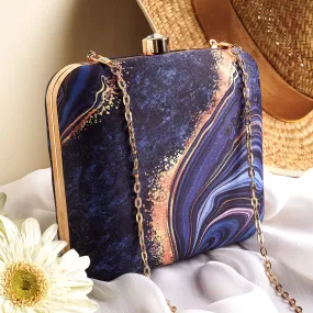 Azzure Quartz Blue Printed Clutch