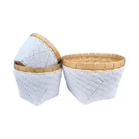 Beaded Bamboo Decorative Basket