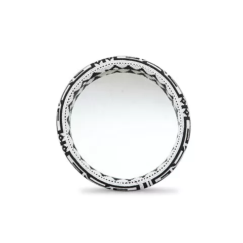 Beaded Mirror Small | Black and White Geometric