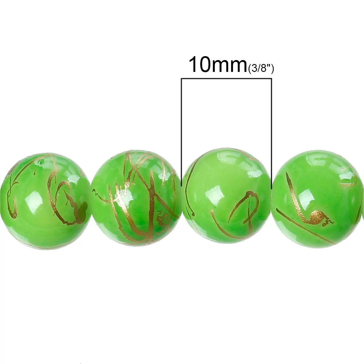 Beads Glass Round Drawbench 10mm Strand 15 Green