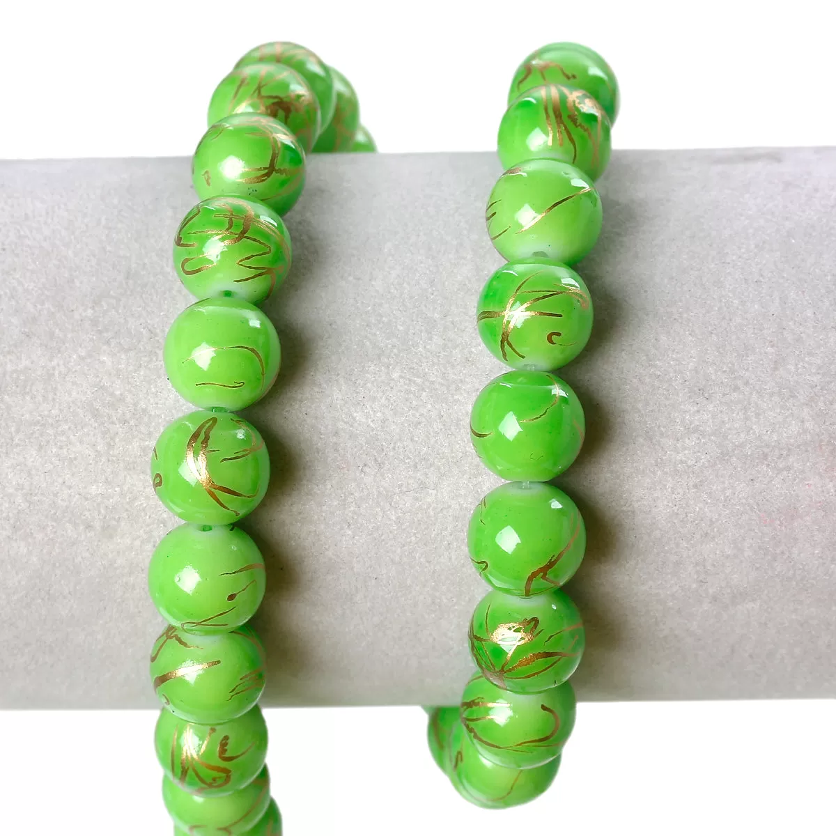 Beads Glass Round Drawbench 10mm Strand 15 Green