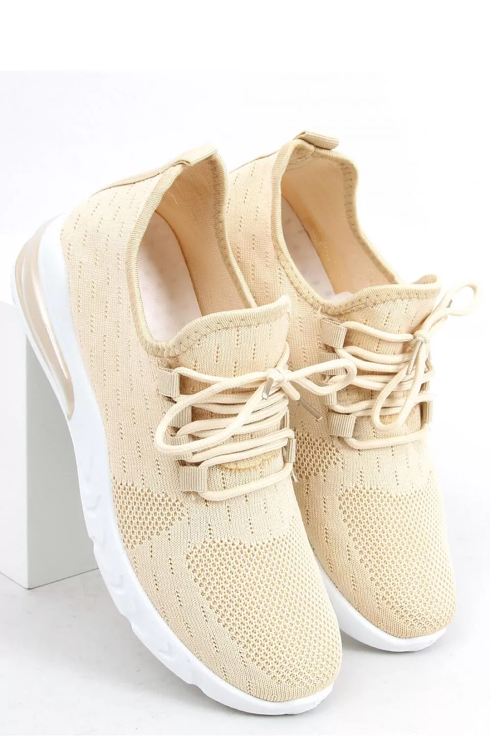 Beige Fabric Sport Shoes