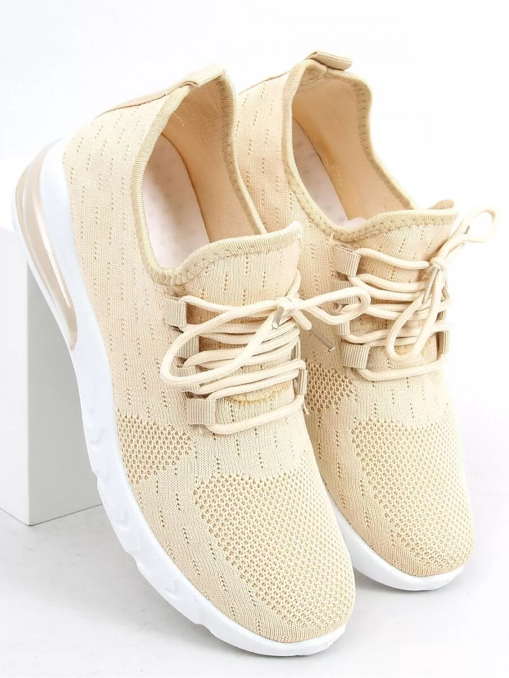 Beige Fabric Sport Shoes