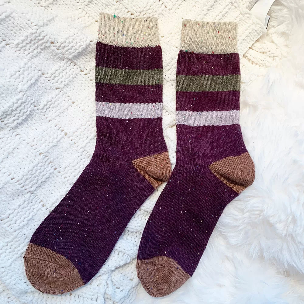 Best Seller  | Wool Socks | Purple Stripes