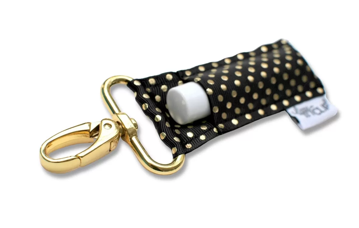 Black and Gold Dot Lippyclip Lip Balm Holder