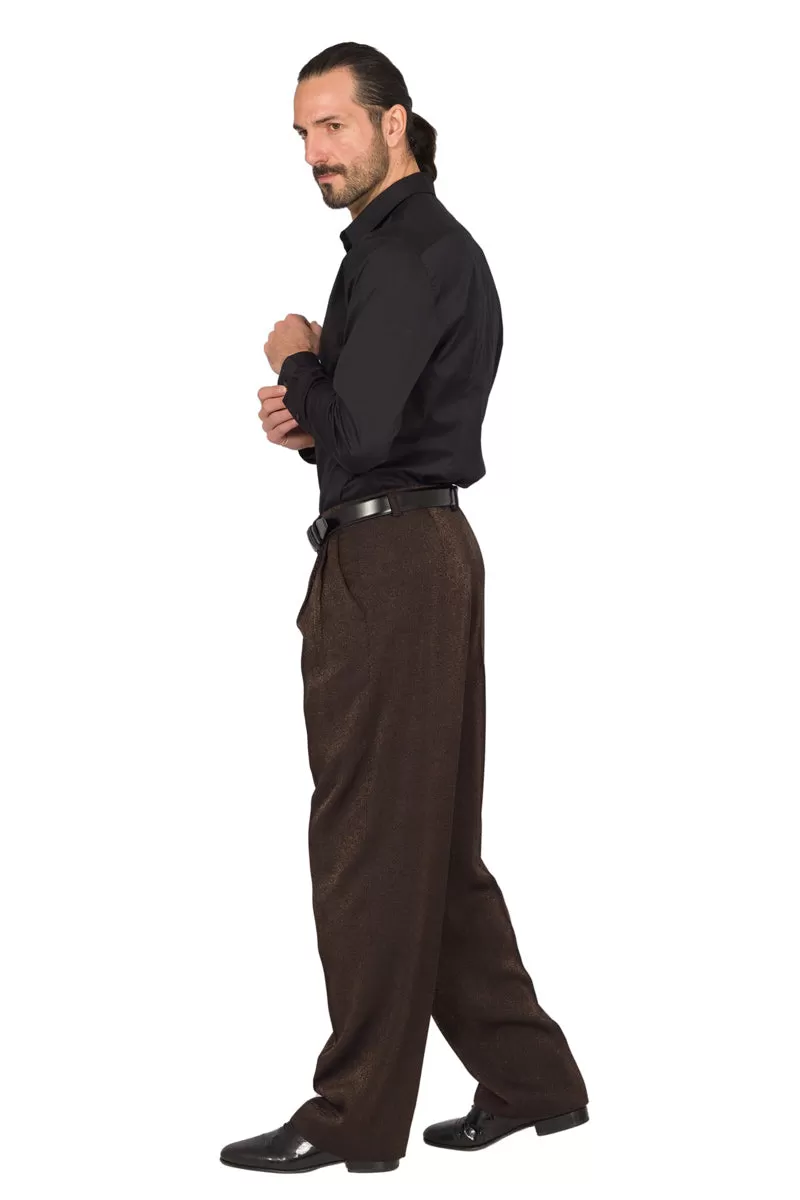 Black Bronze Effect Tango Pants With Two Pleats