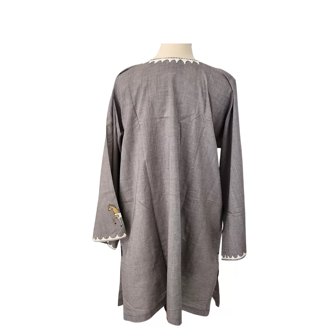 Blocked Grey Horse Print Kurta | Gently Used |