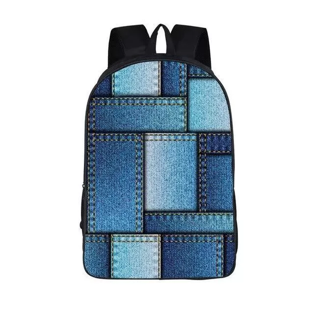 Blue Nylon Denim 20 to 35 Litre Backpack with Pet Design for Children