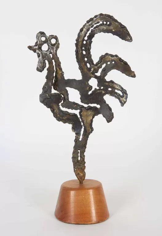 Brutalist Style Rooster by Bill Lett, Bronze