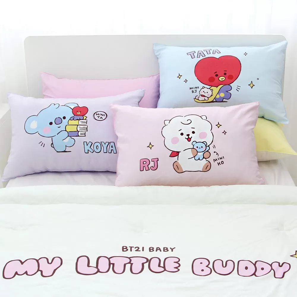 BT21 Little Buddy Pillow Covers Bangtan Boys BTS Cushion Cases 100% Cotton Kpop Home Decor Bedroom Naradeco Line Freinds