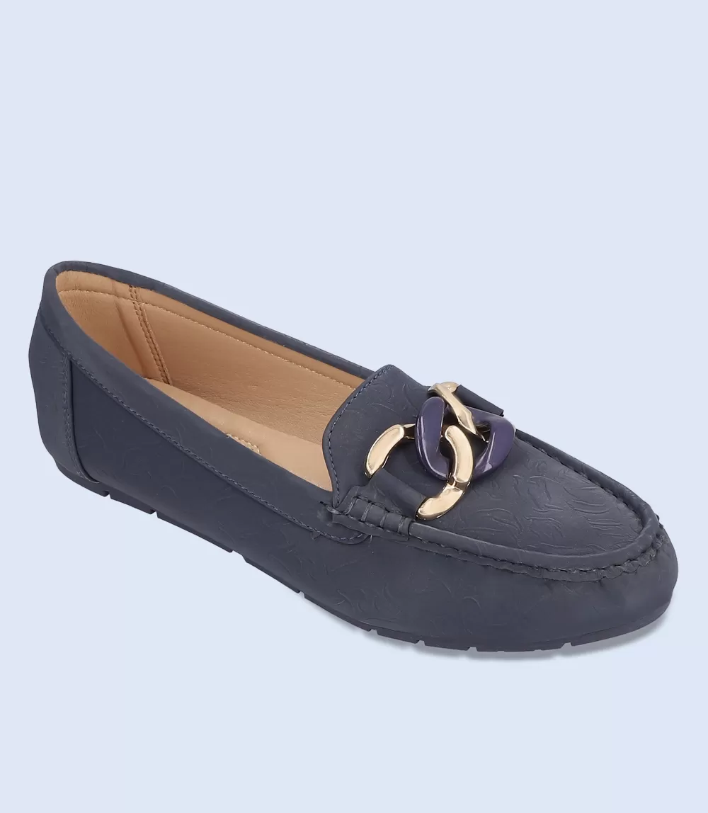 BW8466-NAVY-Women Casual Moccasins