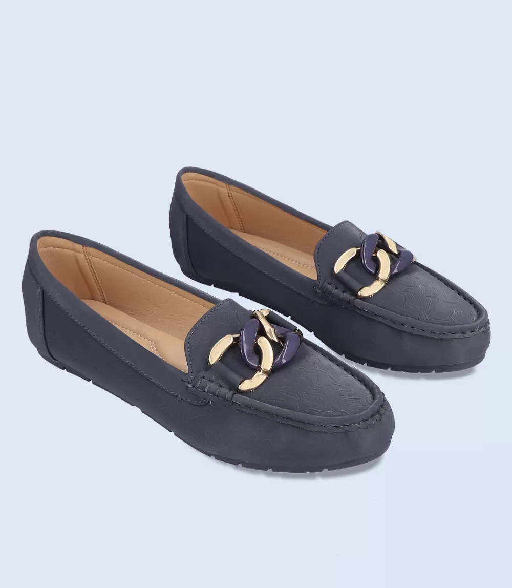 BW8466-NAVY-Women Casual Moccasins