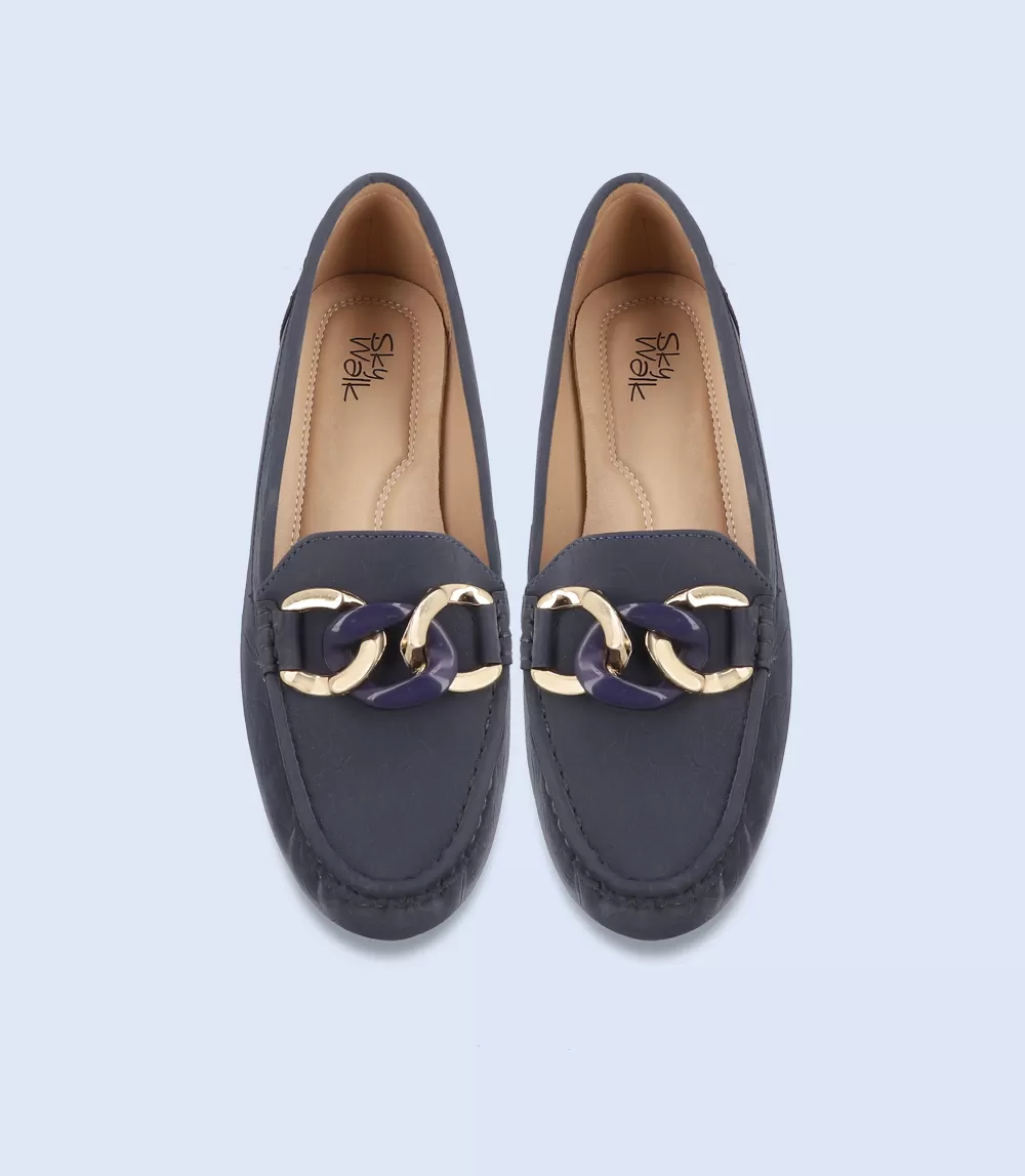 BW8466-NAVY-Women Casual Moccasins