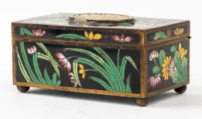 Chinese Cloisonne Decorative Box w/ Jade Panel