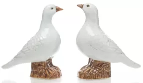 Chinese Export White Porcelain Birds, Pair