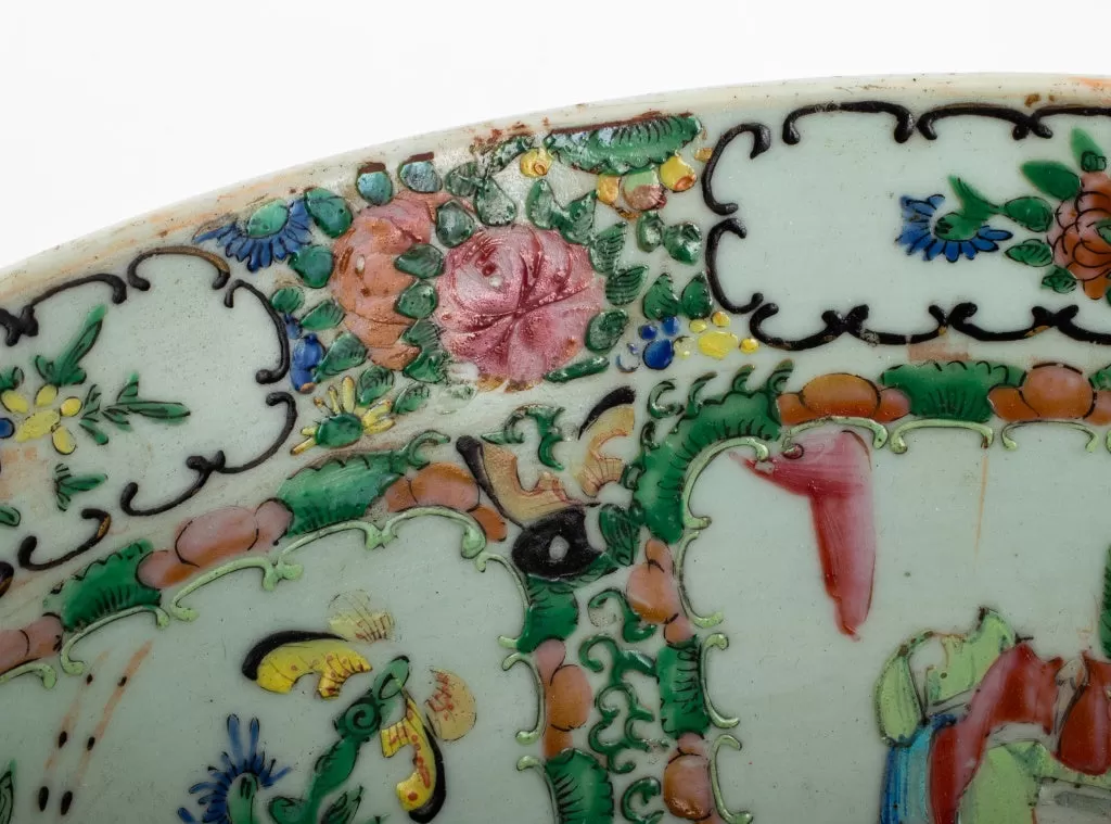 Chinese Rose Medallion Porcelain Punch Bowl