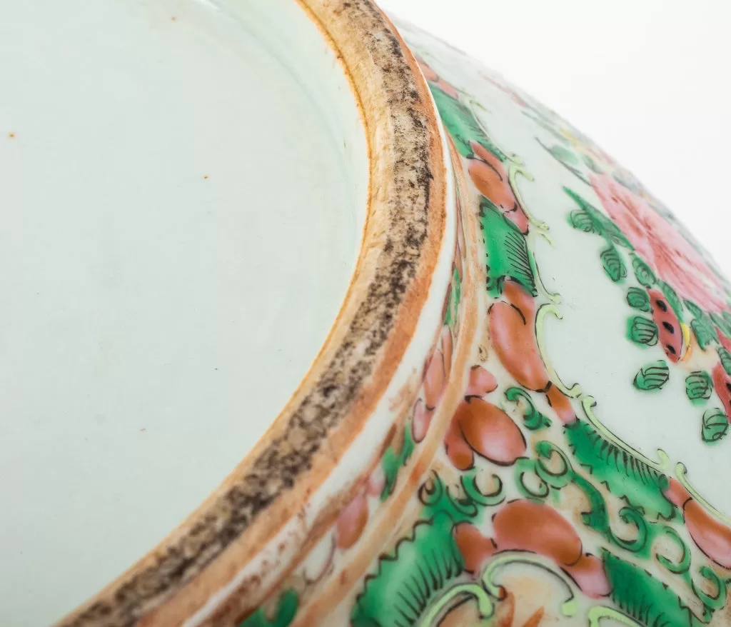 Chinese Rose Medallion Porcelain Punch Bowl