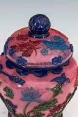 Circa 1890s Late Qing Dynasty Cut-Glass Peking Rose Ginger Jar