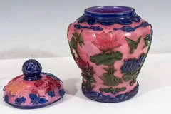 Circa 1890s Late Qing Dynasty Cut-Glass Peking Rose Ginger Jar