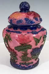 Circa 1890s Late Qing Dynasty Cut-Glass Peking Rose Ginger Jar