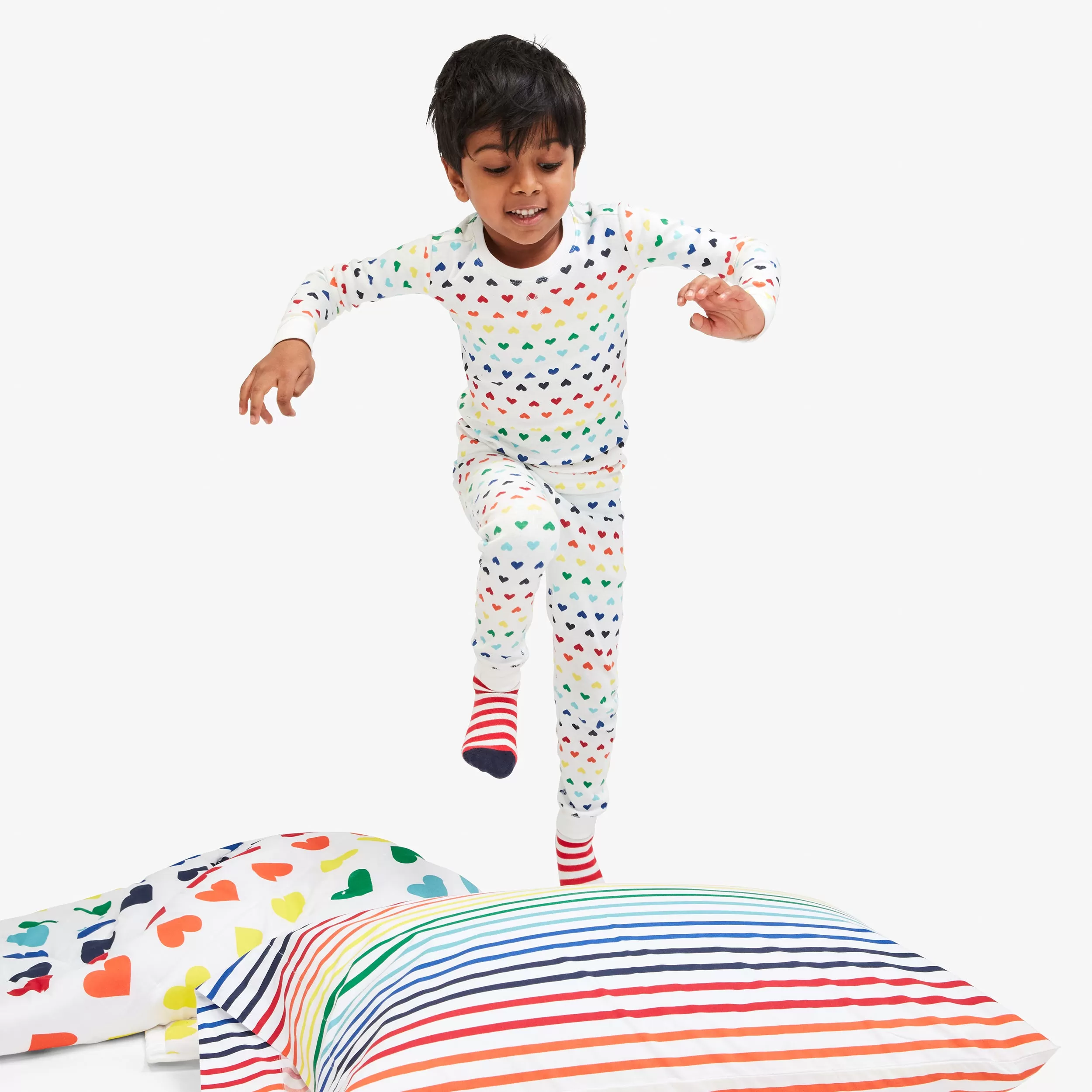 Clearance kids pj top in rainbow heart