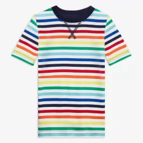 Clearance kids short sleeve pj top in rainbow stripe