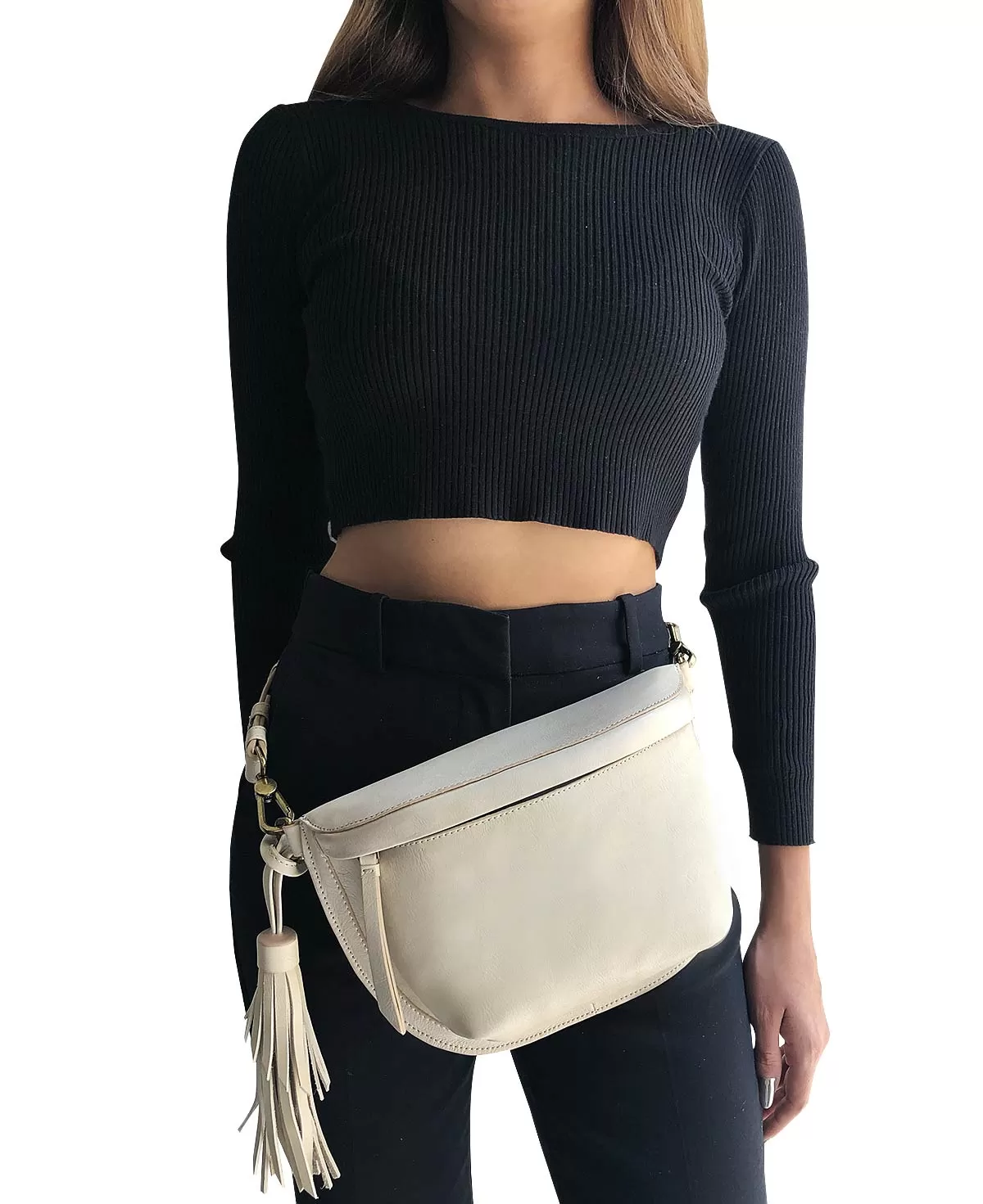 Cream Ivory Leather Sling Bag Crossbody