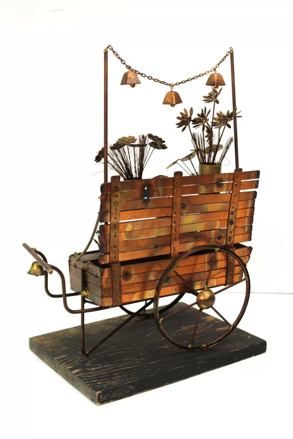 Curtis Jere Mid-Century Modern Flower Cart Sculpture