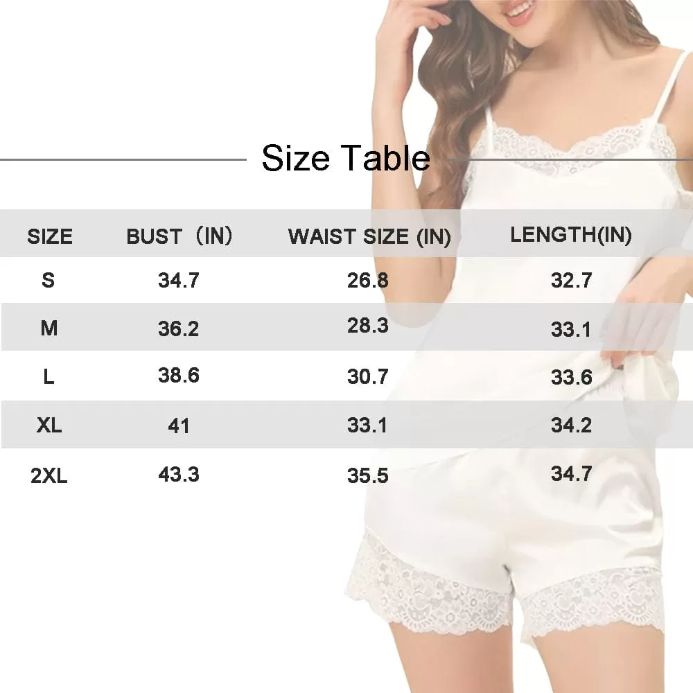 Custom Face Love Heart Lace Cami Pajamas Personalized Women's Nightwear Set