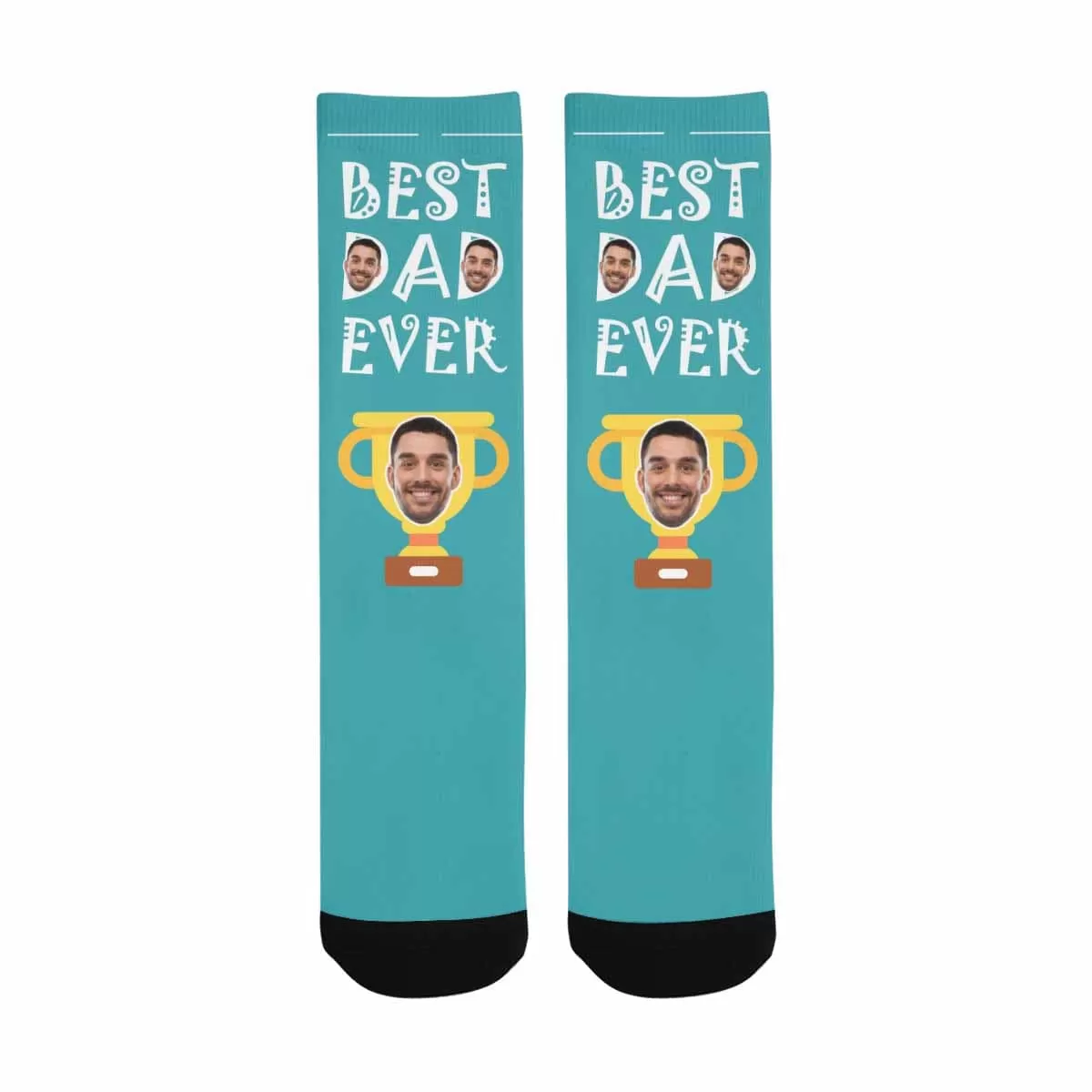 Custom Face Socks Best Dad Ever Sublimated Crew Socks Fathers Day Gift from Son, Gifts Ideas for Men, Fathers, Teens, Husband